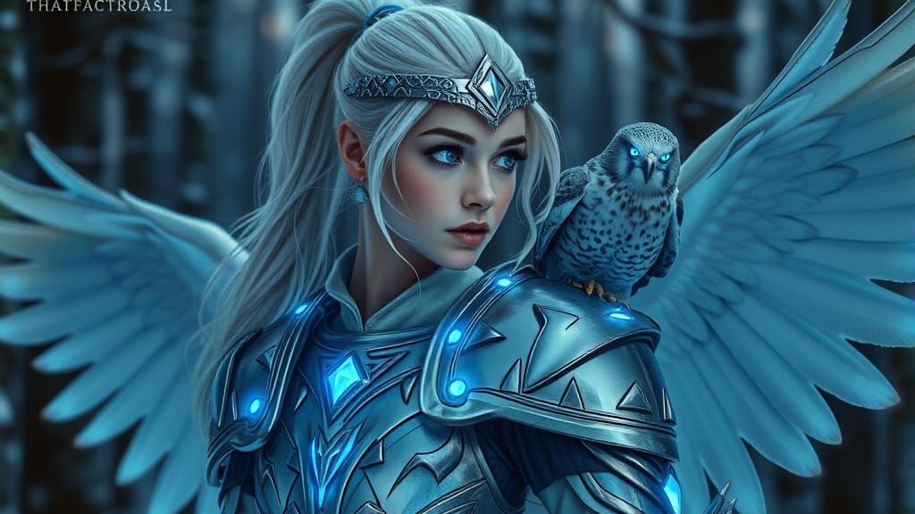 Ethereal Valkyrie Soars Through Frosty Winter Night