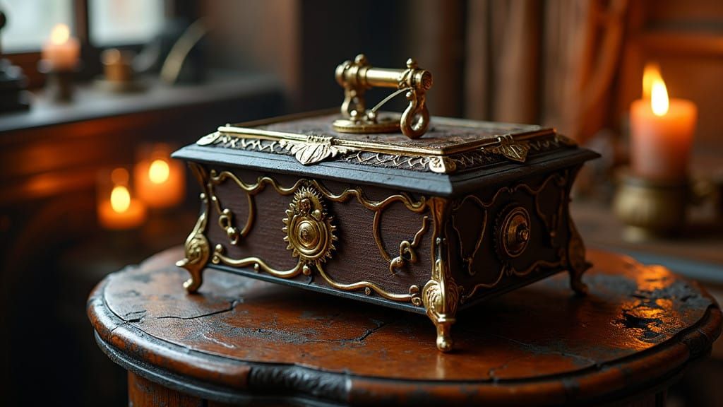 Steampunk Music Box in Elegant, Industrial Settings