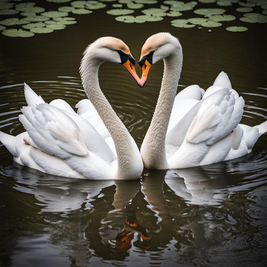 Swans in love and mates for life