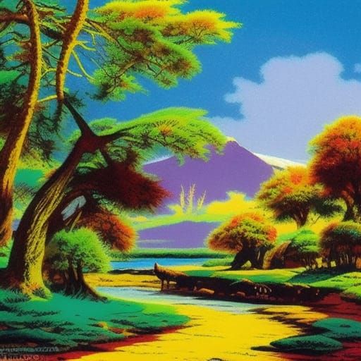 Whimsical Dreamscape in Classic Cartoon Style