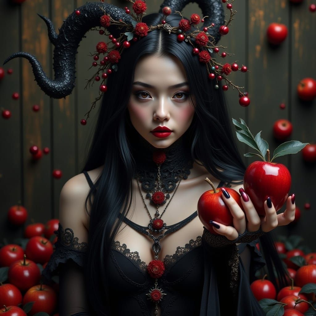 Mystical Black Queen with Poison Apple