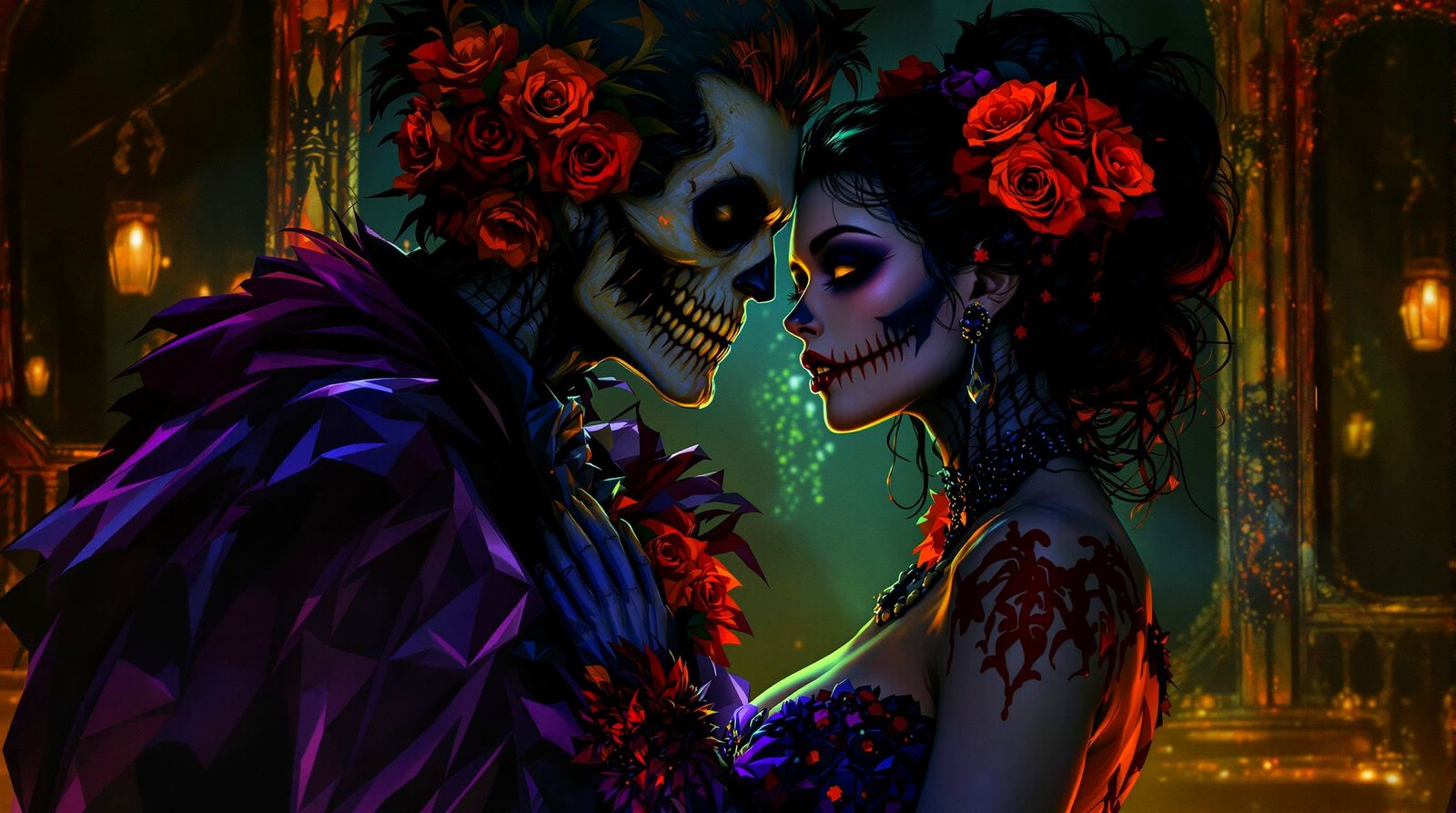 Undead Couple at Halloween Prom Night