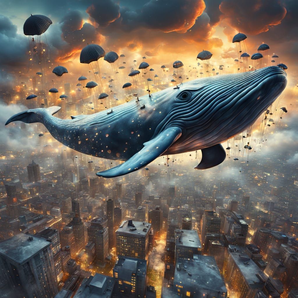 Whale above the city...