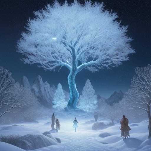 Winter Wonderland Village in Ethereal Light