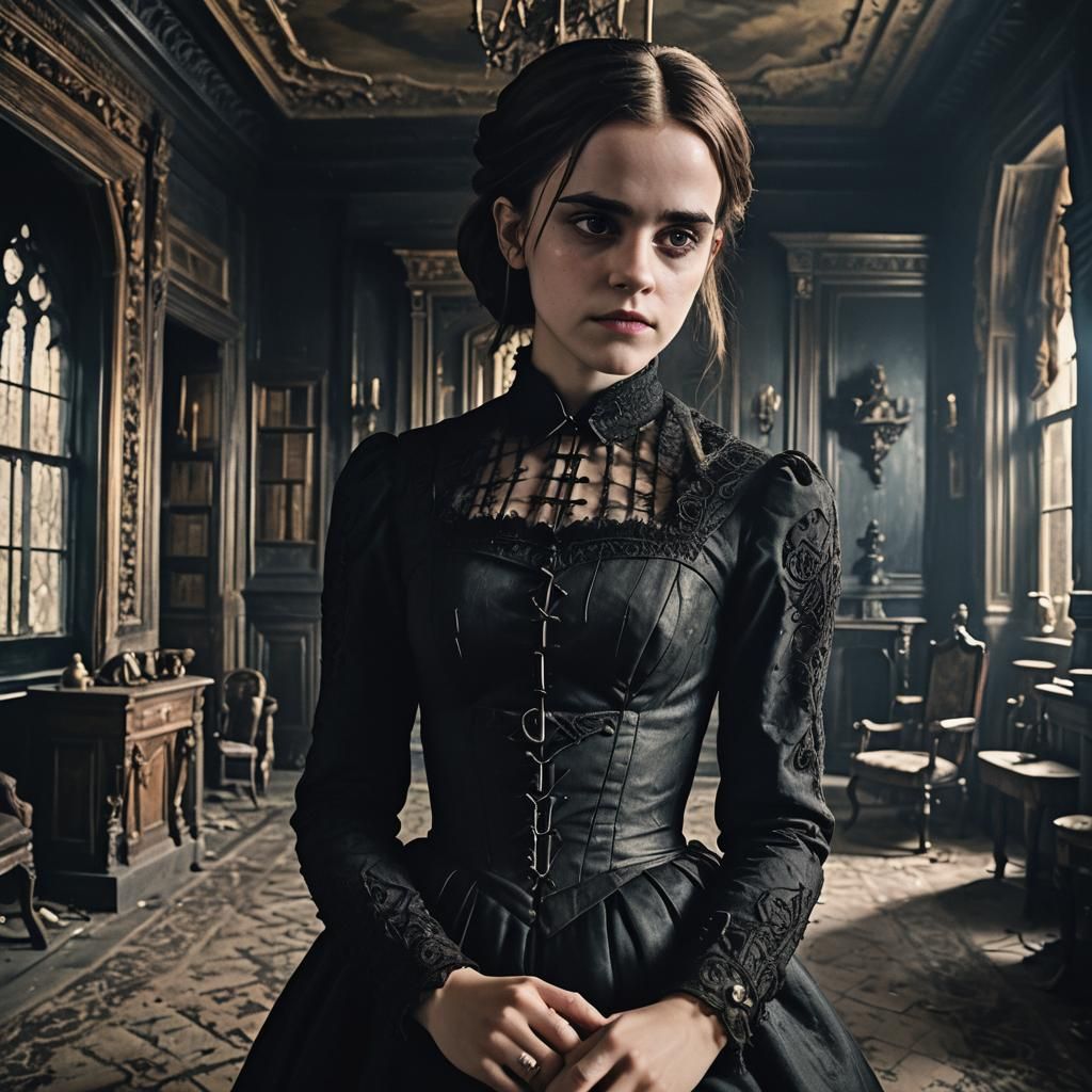 Emma Watson as Wednesday Addams in Gothic Portrait