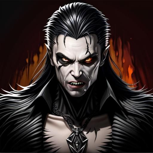 Glowing Vampire-Werewolf Hybrid with Oil Paint Effect