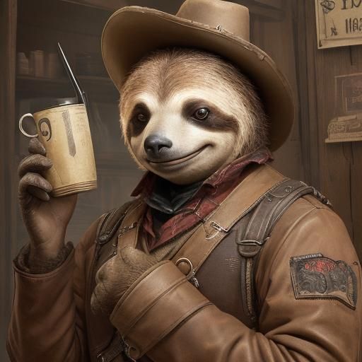 Steampunk Sloth in Wild West Gunfight