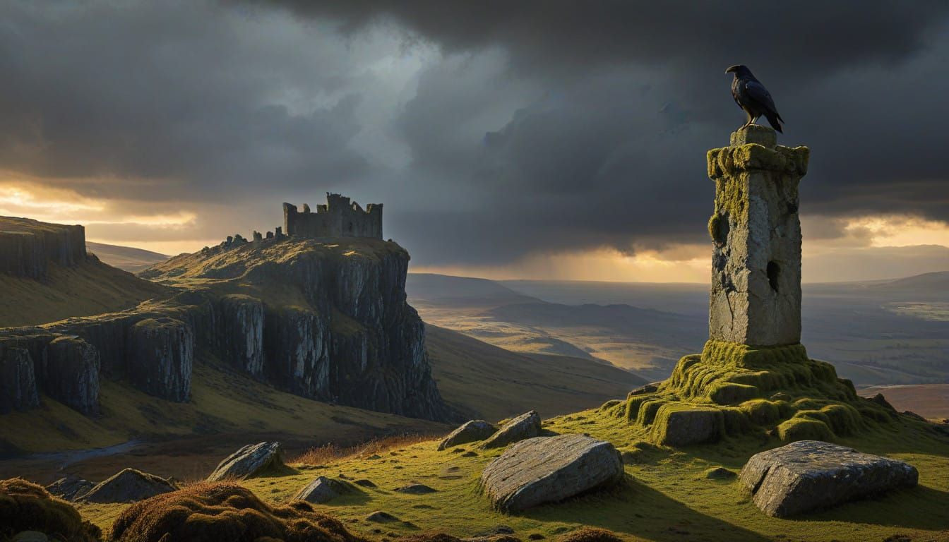 Ancient Castle Ruins in Twilight Majesty