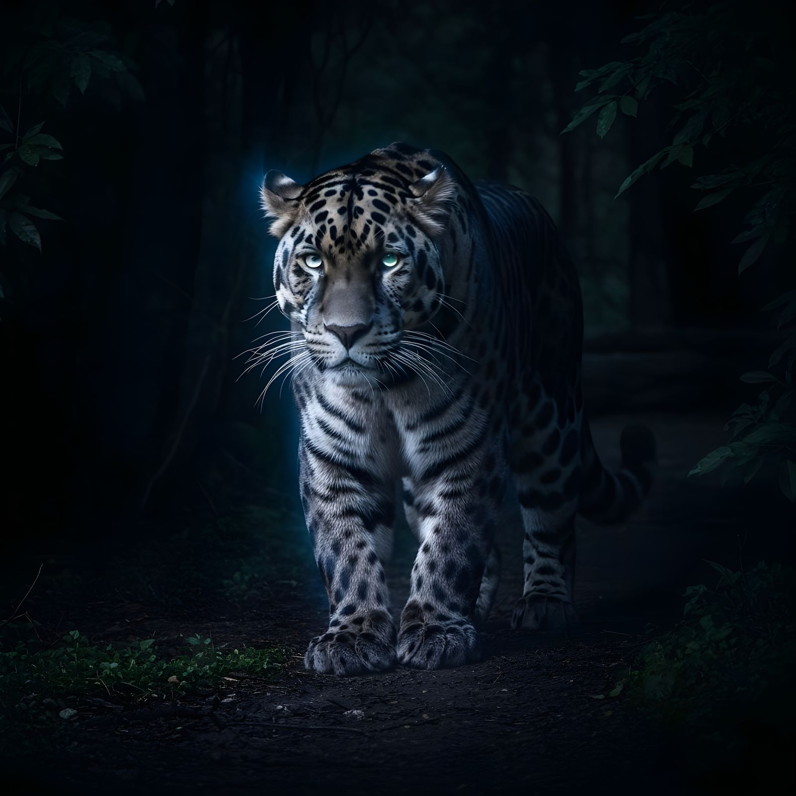 A spectral black panther emerges from a swirling nebula, its...