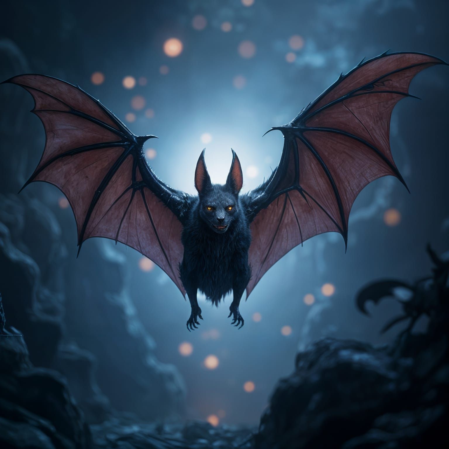 Majestic Demon Bat in a Dreamlike Realm
