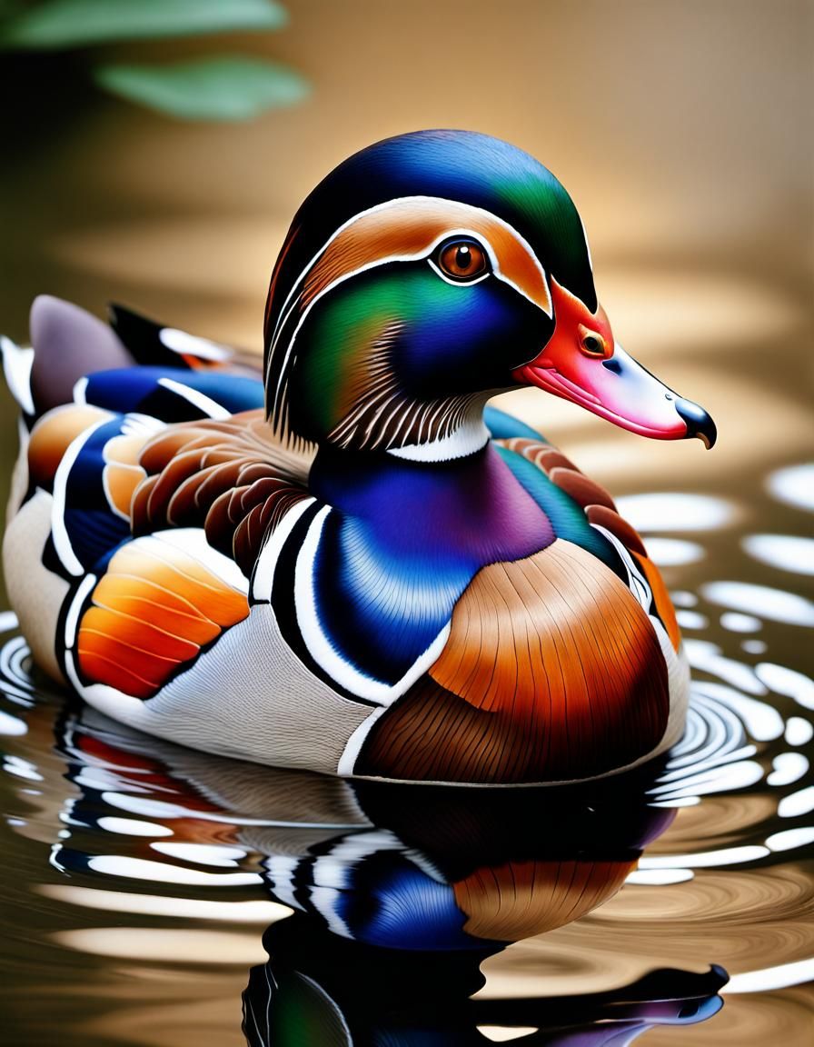 Mandarin Duck Optical Illusion in Astral Style