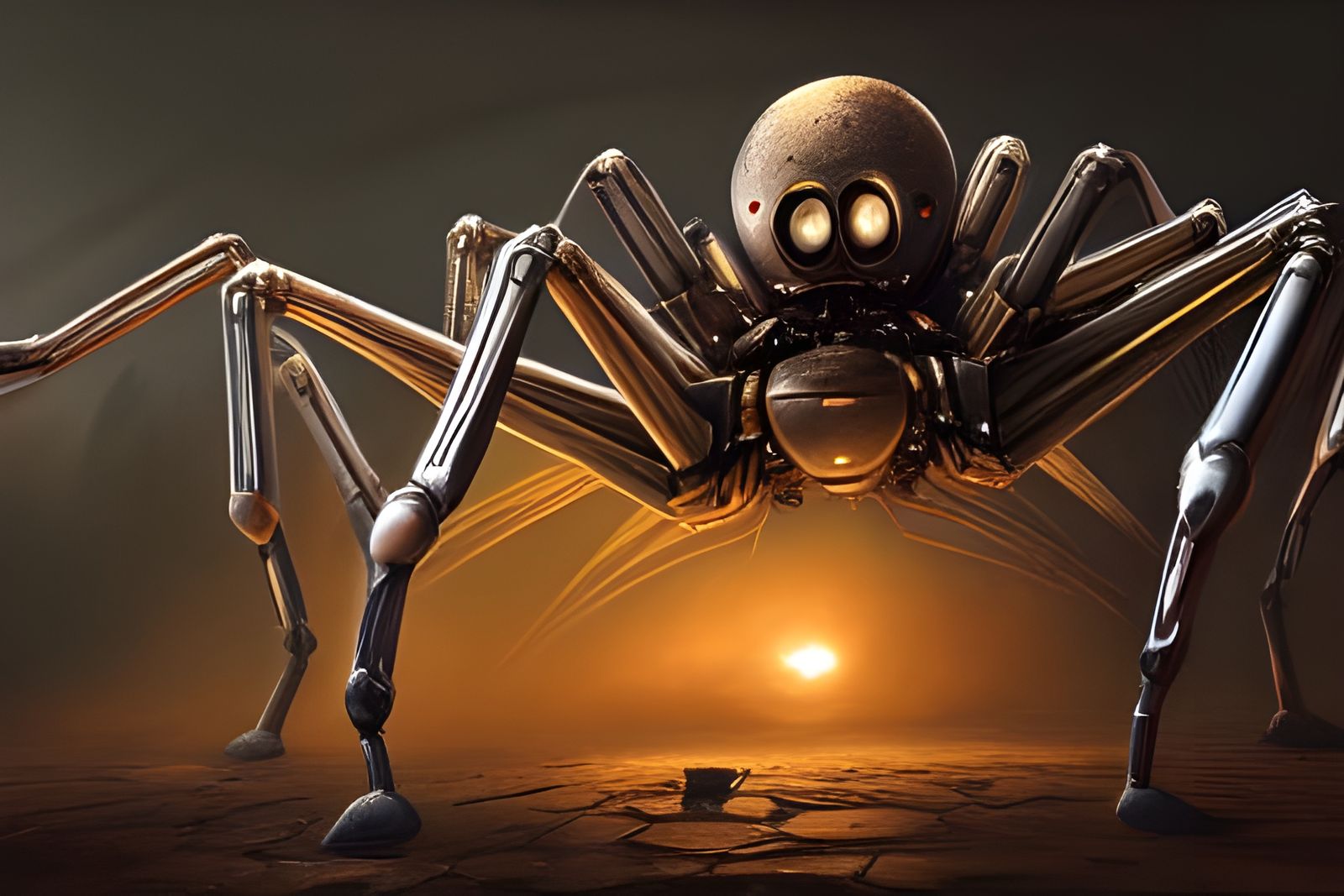 Giant Biomechanical Spider Mech in Digital Illustration