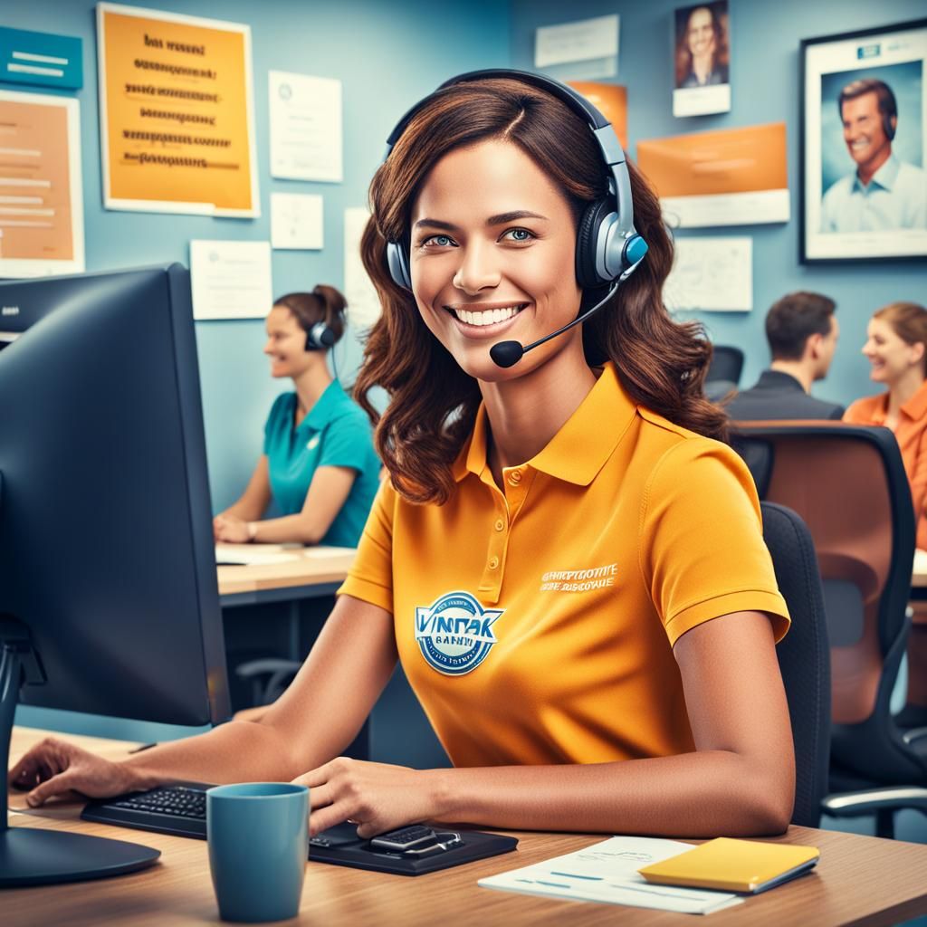Cheerful Customer Service Representative in Premium Office