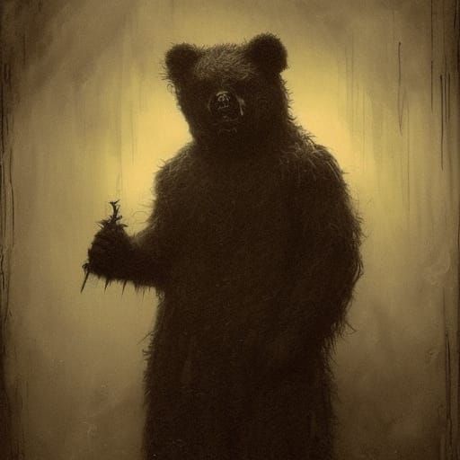 Rotting Gothic Teddy Bear in Dark Thorns