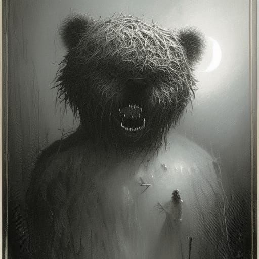 Horror Gothic Teddy Bear in Dark Thorn Thicket