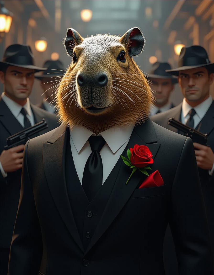 Capybara Gangster in Photorealistic 3D Render