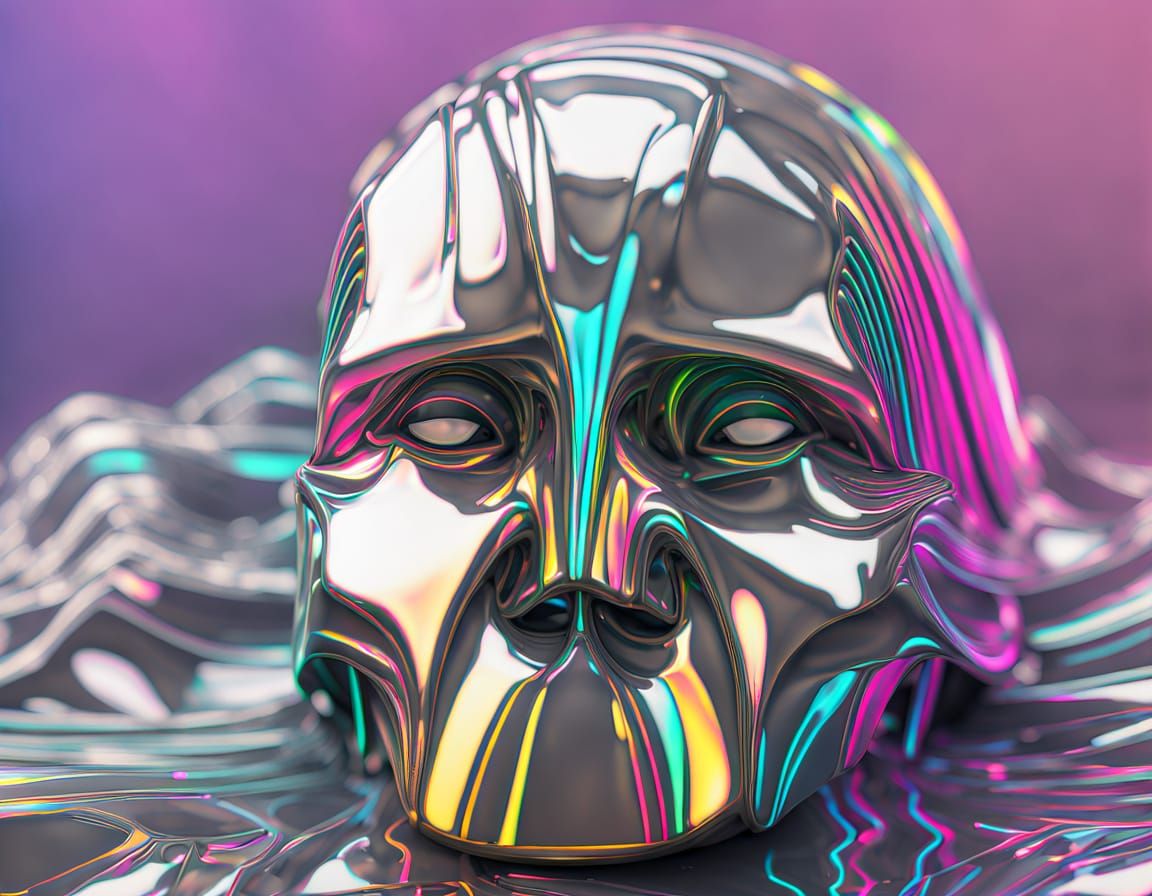 Psychedelic AI Contemplation in Neon Colors