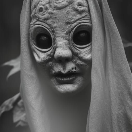 Eerie Ghost Portrait in Woodland Setting