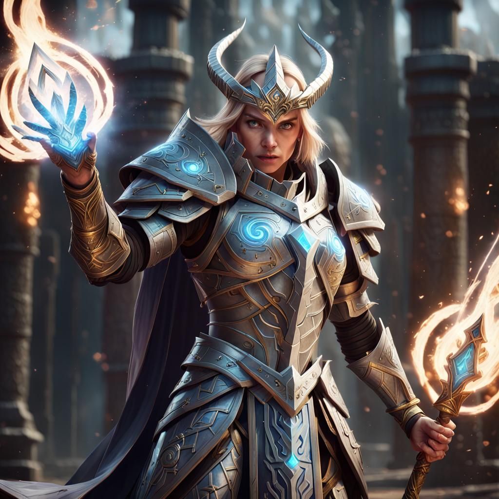 Epic Mage Portrait in 3D Game Cinematic Style