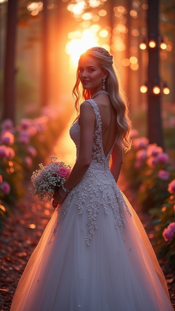 Elegant Bride in Lush Forest, Romantic Fall Wedding