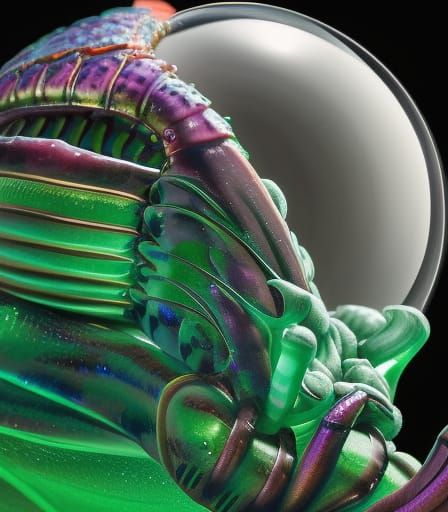 Alien Lobster Encased in Crystal: Hyperrealistic Photo