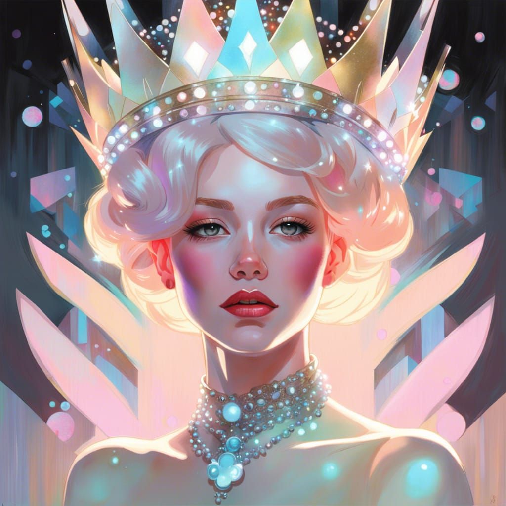 Pastel Queen with Sparkling Crown in Hyper-Realism