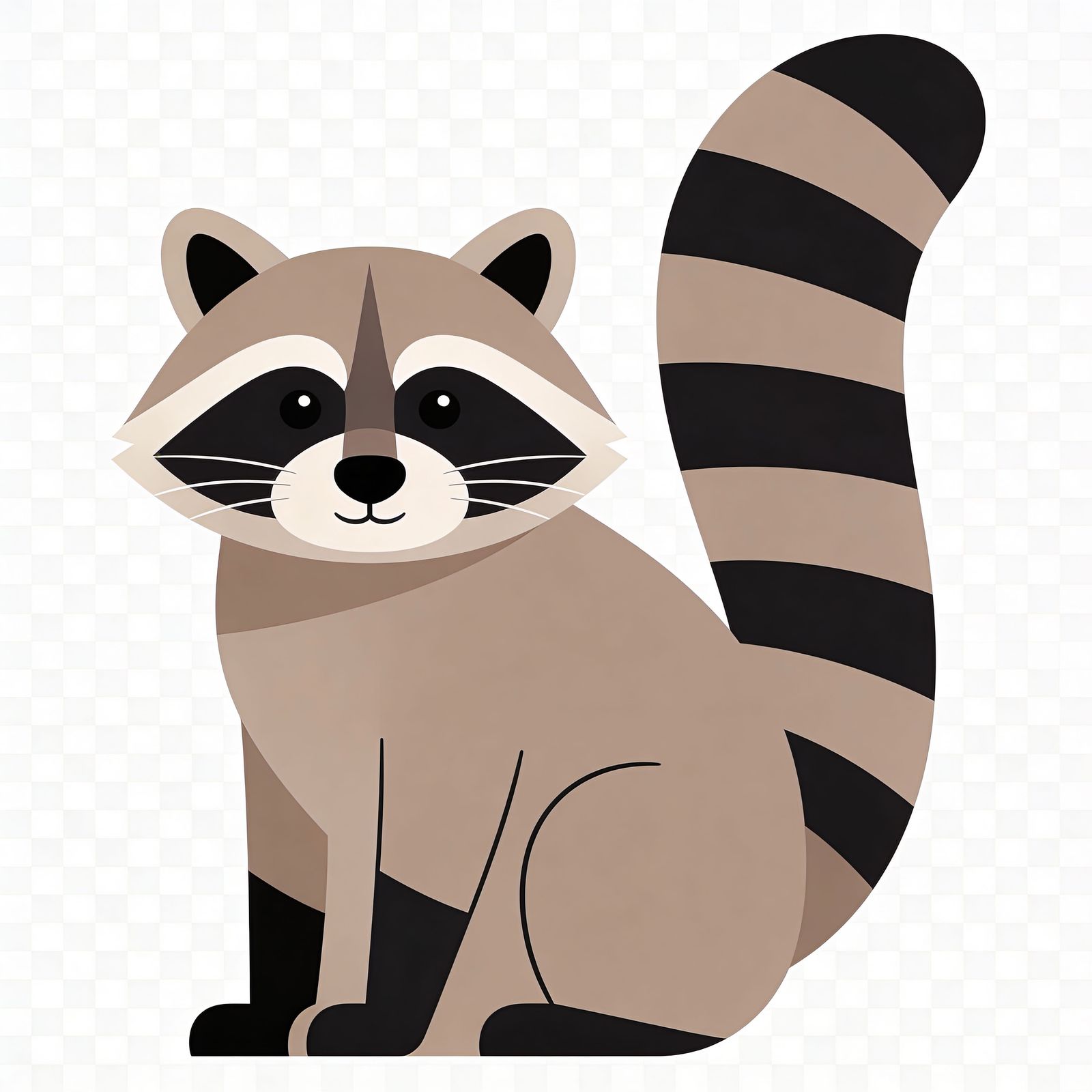 Clean Flat Vector Raccoon Illustration