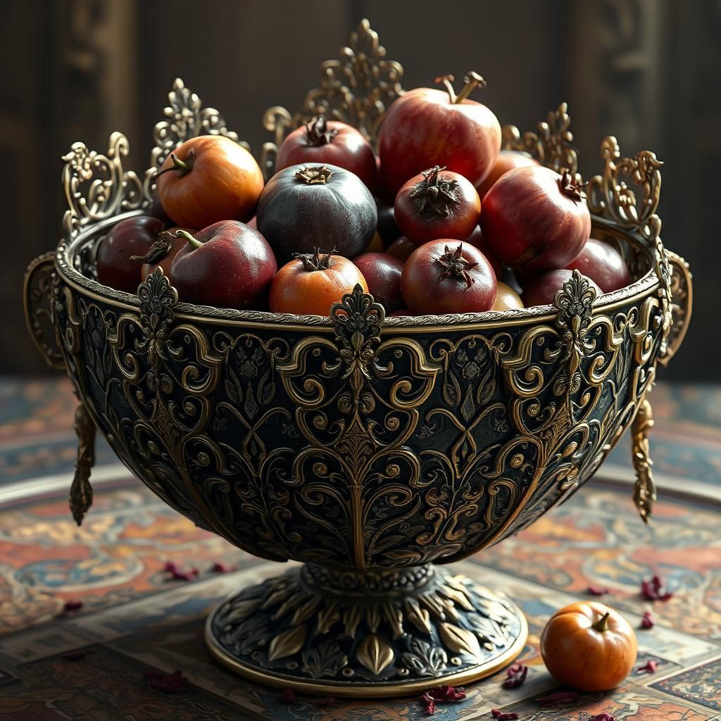 Rotting Fruit Still Life in Medieval Style