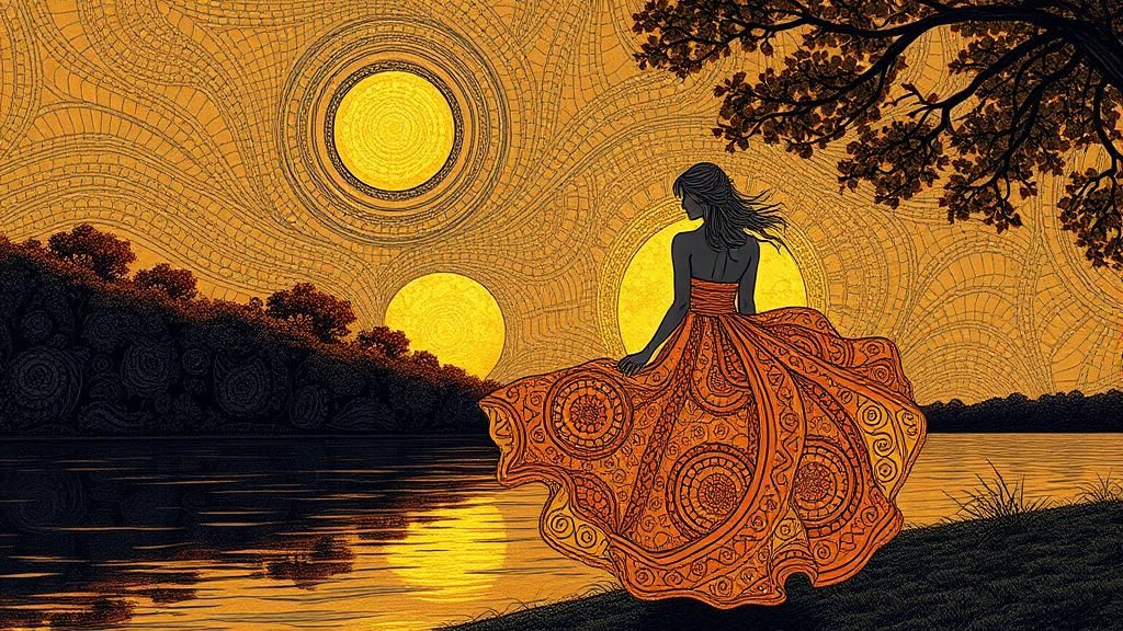 FOAM ART ZENTANGLE ART :: A Woman standing by the river side