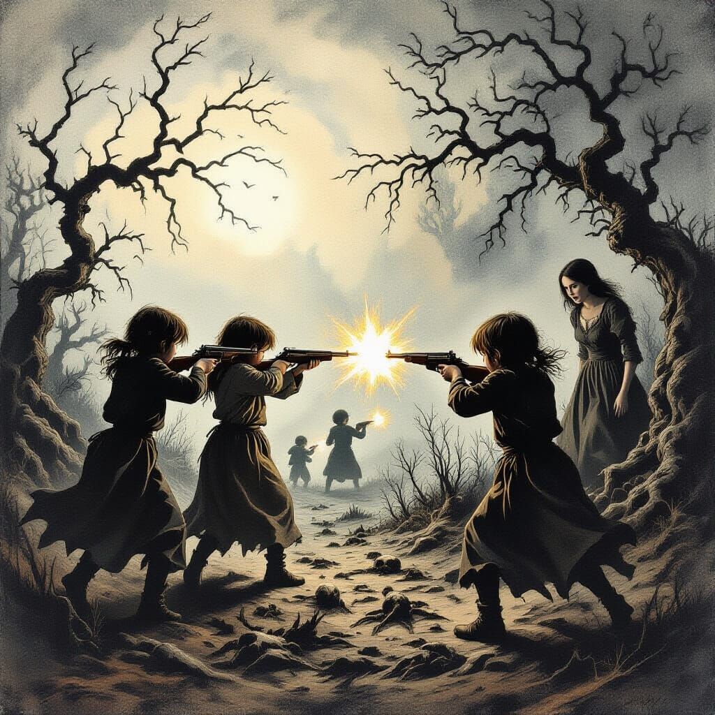 Macabre Children's Game in Doré Style