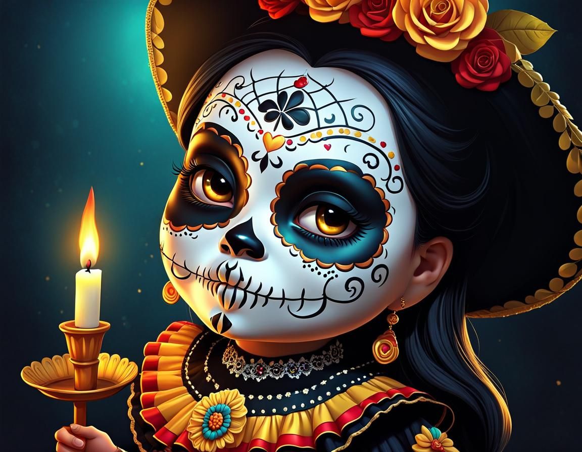 Chibi Catrina Portrait for Dia de Muertos