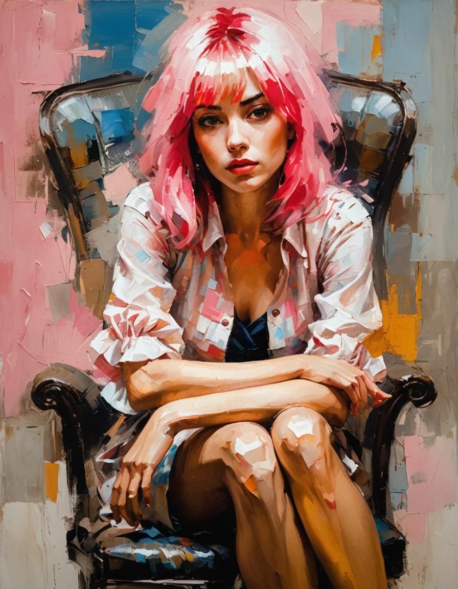 Expressive Portrait with Visible Brushstrokes in Oil Paint