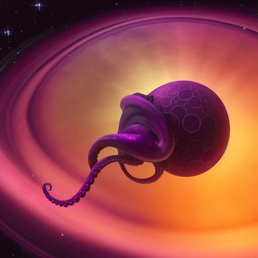 Purple Tentacled Planet: An AI-Generated Wonder