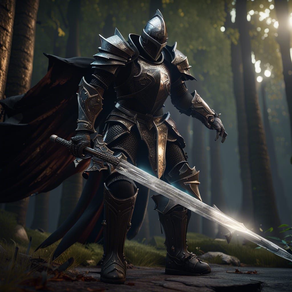 Gothic Knight with Big Sword in 3D Style