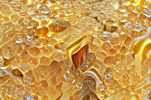 Hyperrealistic Honeycomb Dripping with Honey in 8K