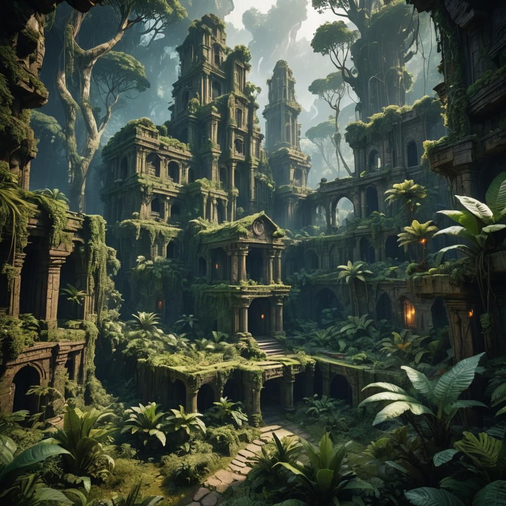 Astral Jungle Lost City in Photorealistic Style