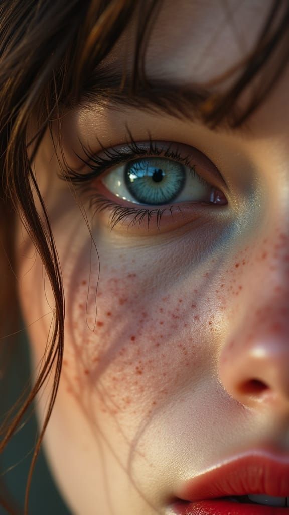 Intense Gaze: Hyperrealistic Close-Up Portrait of a Woman's ...