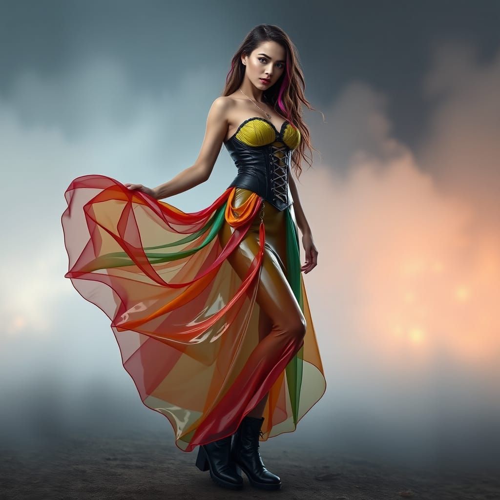 Hyperrealistic Goddess in Shimmering Latex and PVC