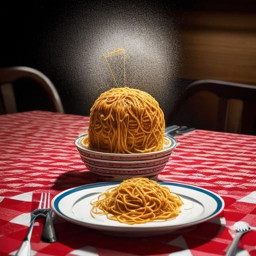 Person Eating Spaghetti: Photorealistic Color Portrait