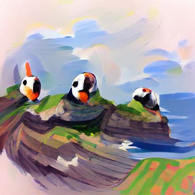 Charming Puffins on a Coastal Cliffside