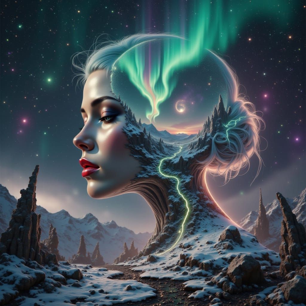 Double exposure Aurora Borealis