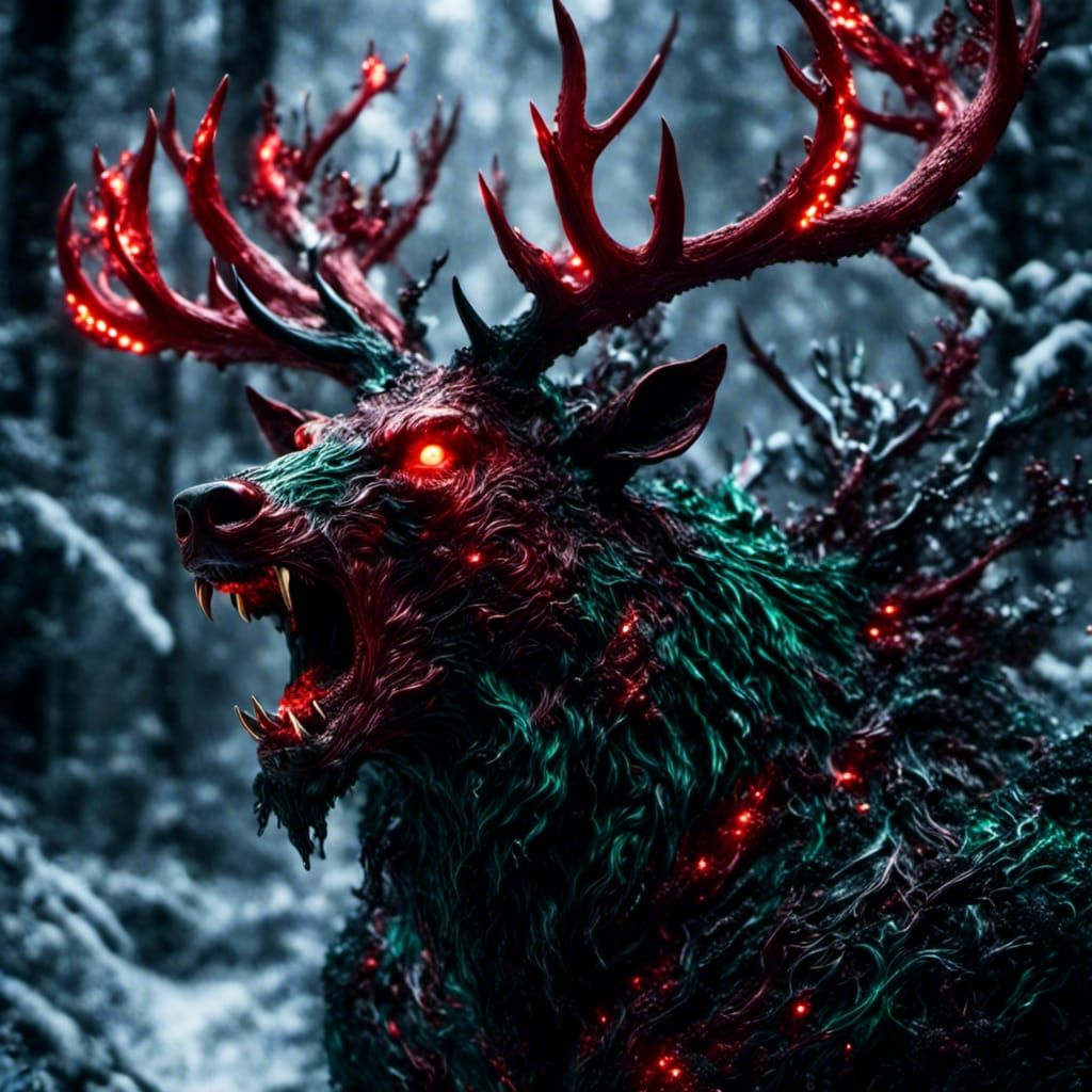 Crimson Zombie Reindeer with Glowing Nose