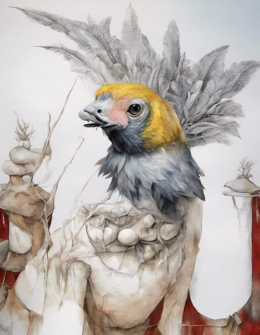 Surreal Cityscape with Bizarre Creatures in Detailed Paintin...