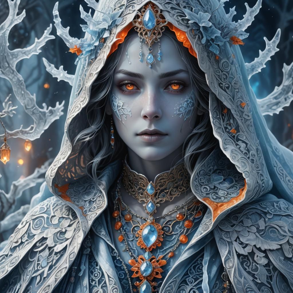 Winter Ghost Portrait in Vibrant Fantasy Art