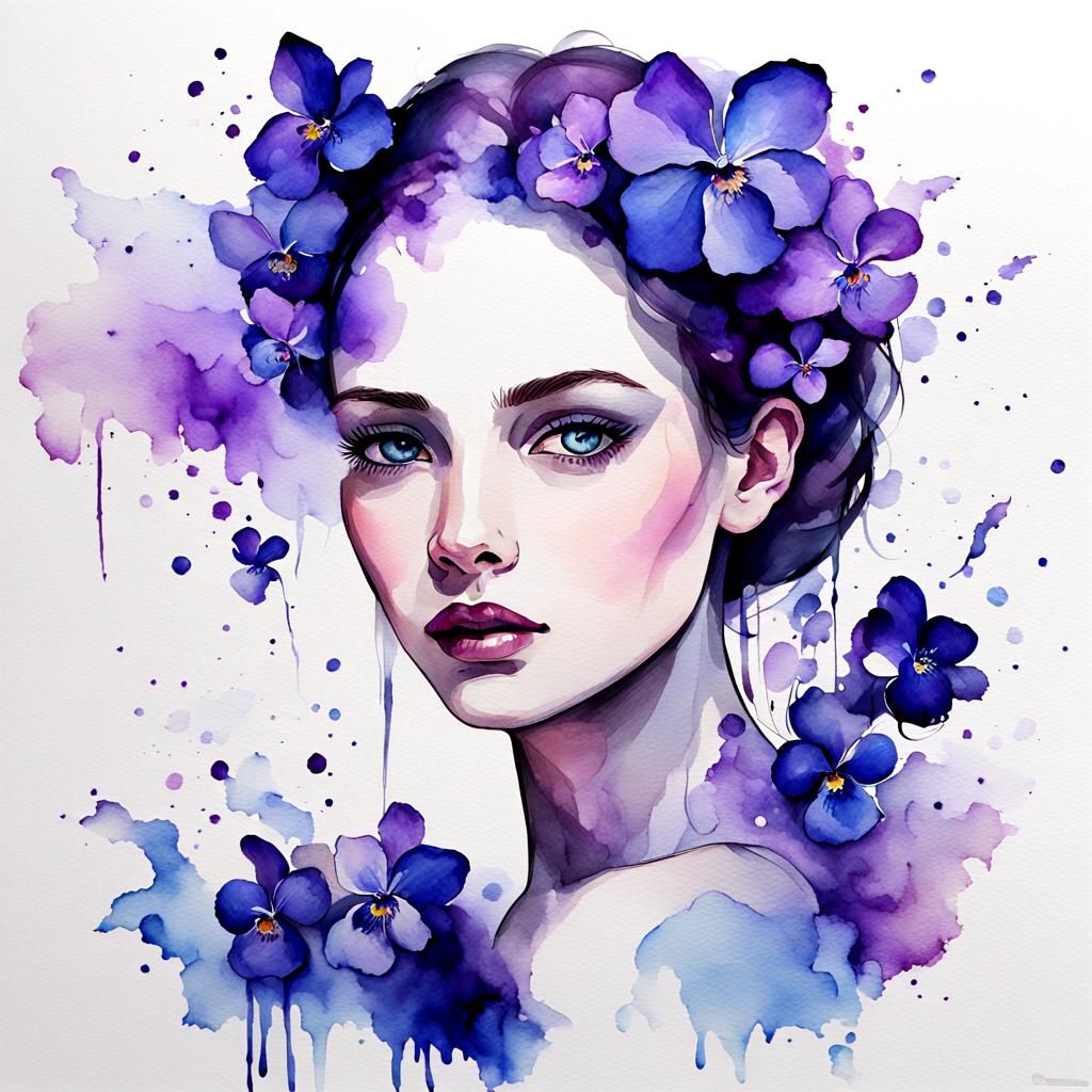 Ethereal Fantasy Creature in Watercolor Portrait