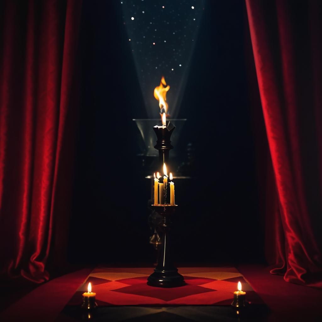 German Expressionist Candle in Velvet Room