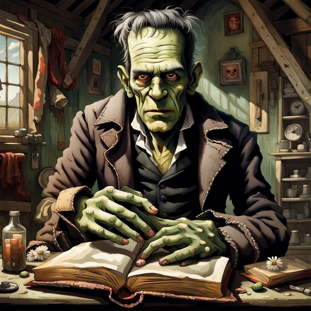 Frankenstein's Monster Holds a Daisy