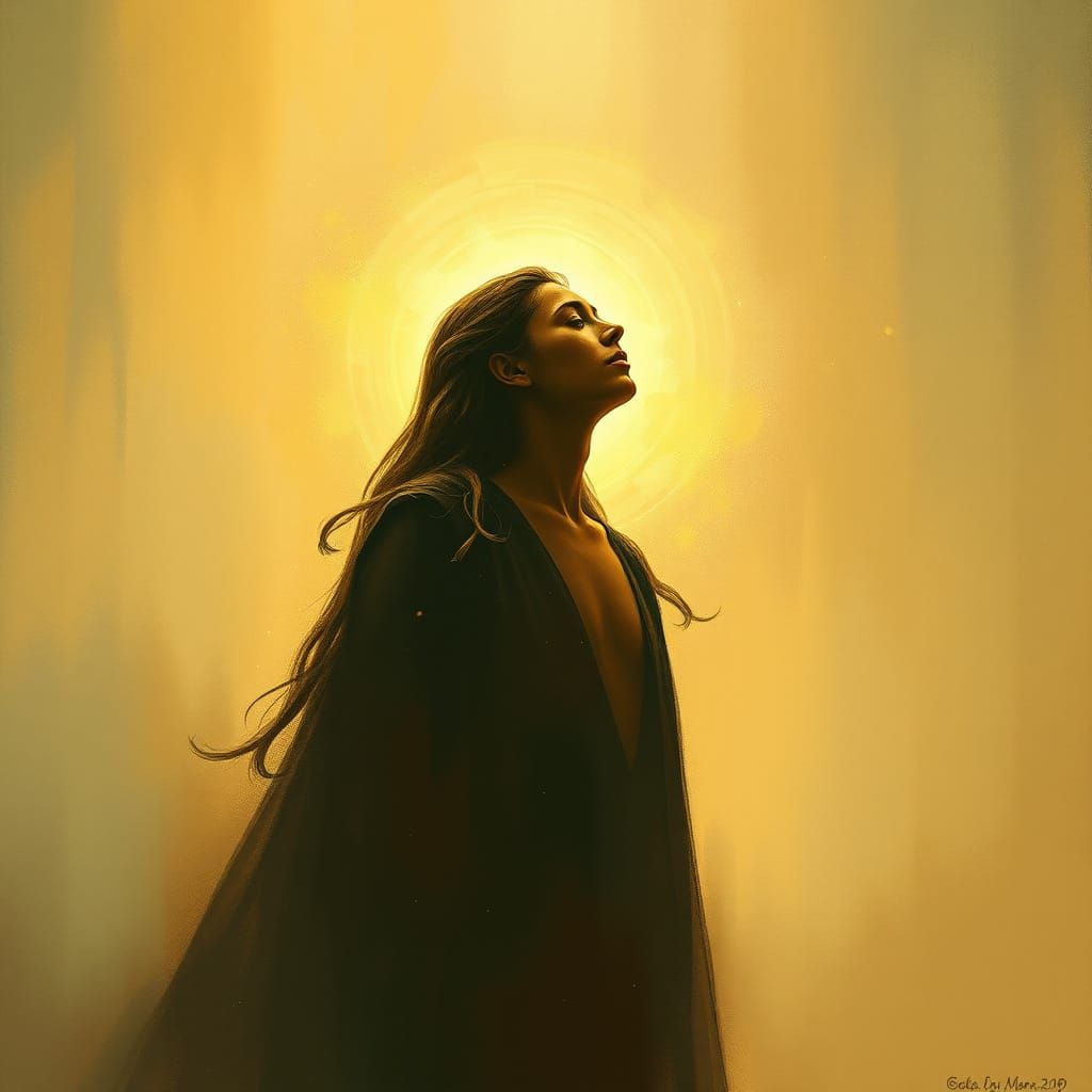 Ethereal Portrait of Divine Spirit in Vibrant Abstraction