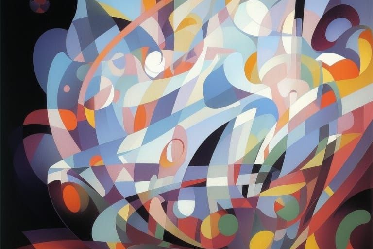 Colorful Pink Lines in Abstract Cubism Style