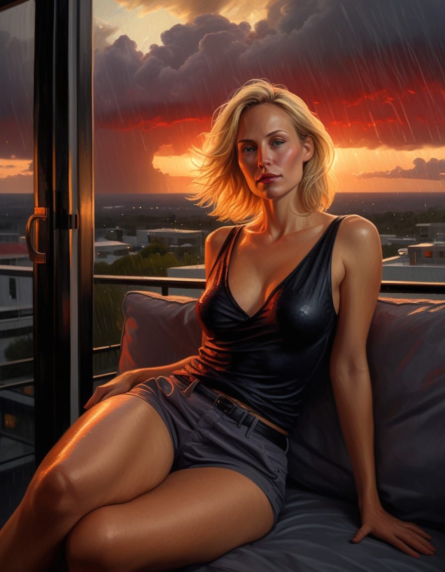 Ethereal Beauty in Chiaroscuro Oil Painting